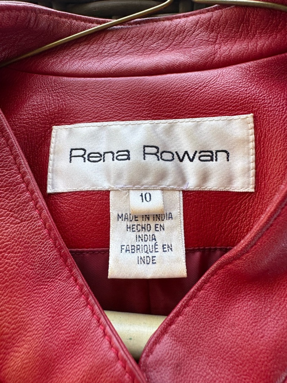 Rena Rowan Red Leather Snap-Front Jacket - Picture 2 of 4